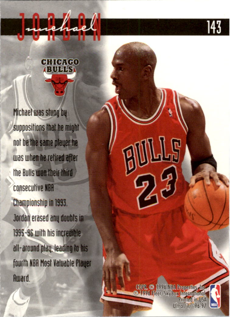 1996-97 Ultra #143 Michael Jordan UE back image