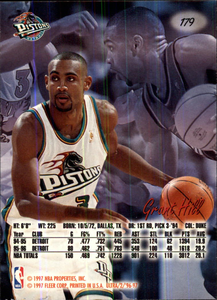 1996-97 Ultra #179 Grant Hill back image