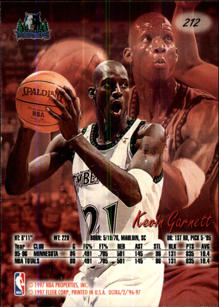 1996-97 Ultra #212 Kevin Garnett back image