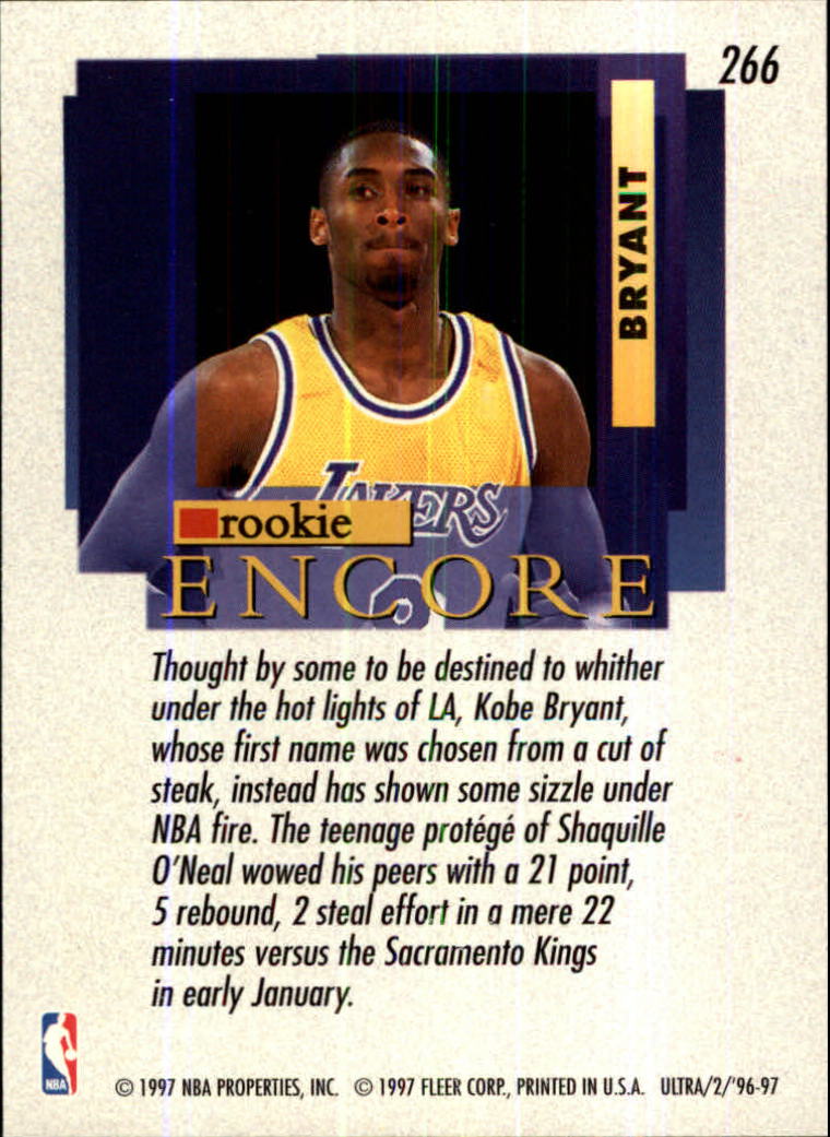 1996-97 Ultra #266 Kobe Bryant RE back image