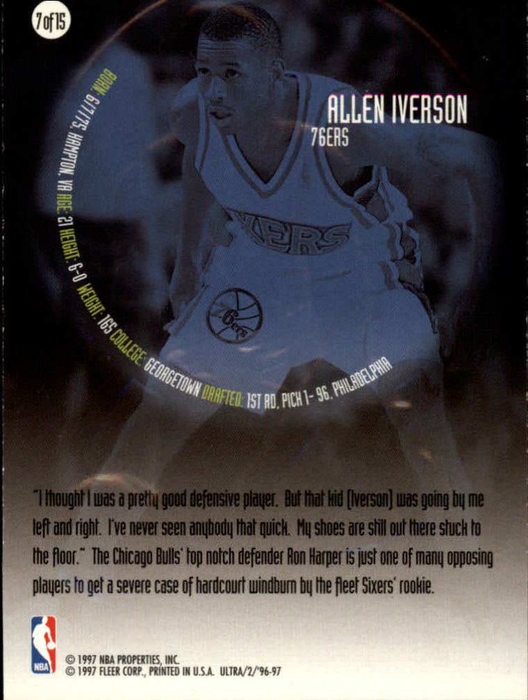 1996-97 Ultra All-Rookies #7 Allen Iverson back image