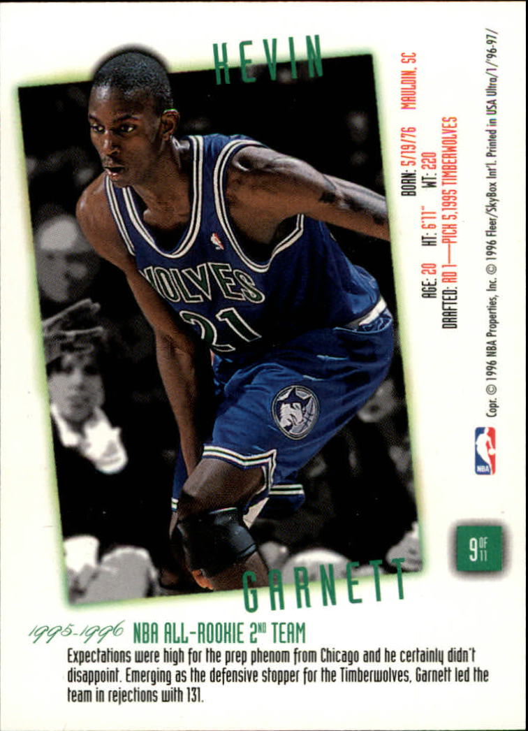 1996-97 Ultra Rookie Flashback #9 Kevin Garnett back image