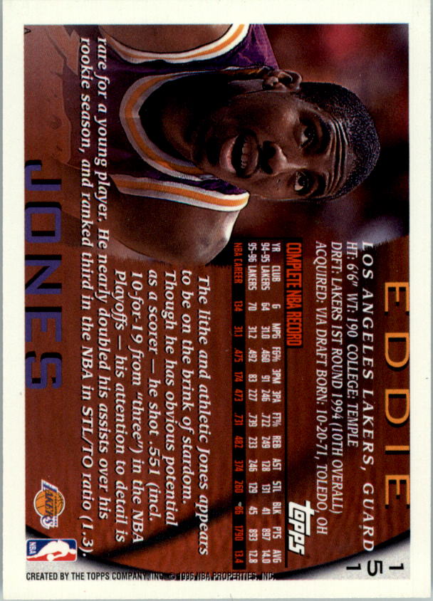 1996-97 Topps NBA at 50 #151 Eddie Jones back image