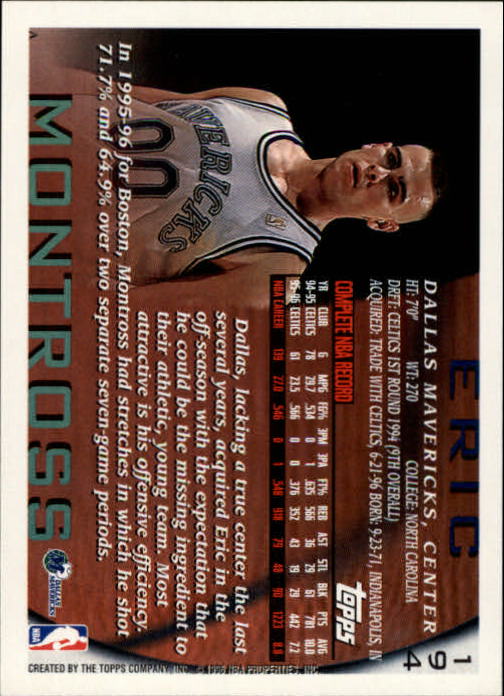 1996-97 Topps NBA at 50 #194 Eric Montross back image