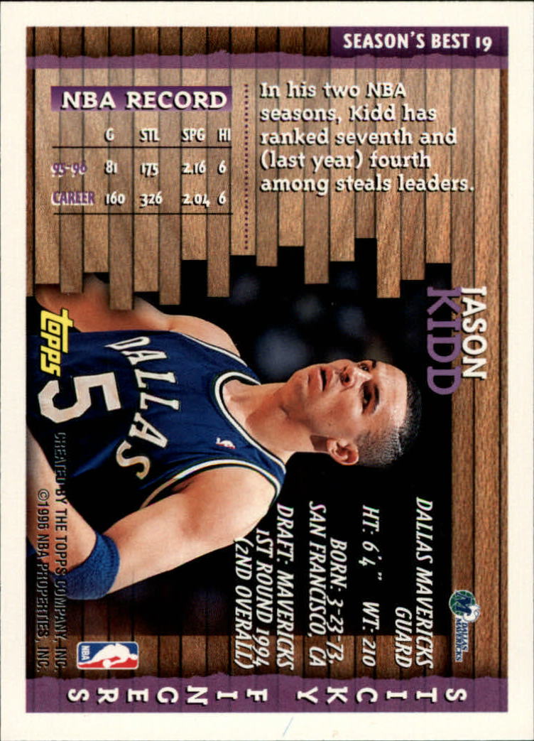  1996 Topps #5 Jason Kidd Near Mint/Mint : Collectibles