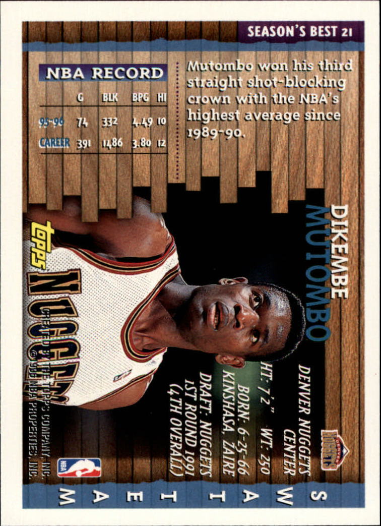 1996-97 TOPPS SEASON'S BEST BASKETBALL ASSORTED SINGLES U-PICK - Picture 14 of 18