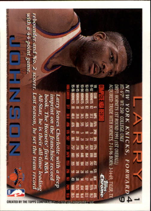 1996-97 Topps Chrome #149 Larry Johnson back image