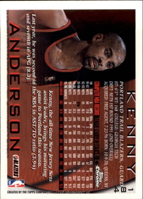 1996-97 Topps Chrome #184 Kenny Anderson back image