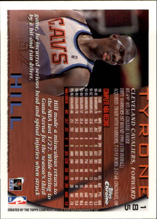 1996-97 Topps Chrome #185 Tyrone Hill back image