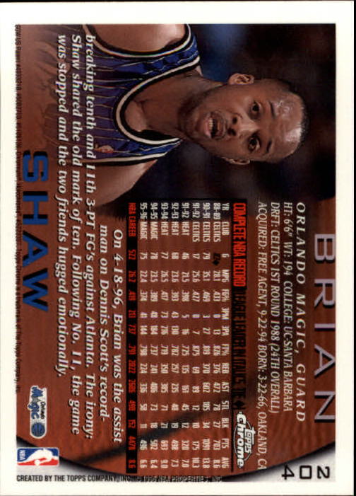 1996-97 Topps Chrome #204 Brian Shaw back image