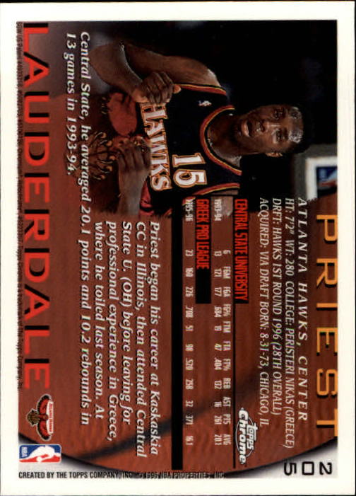 1996-97 Topps Chrome #205 Priest Lauderdale RC back image
