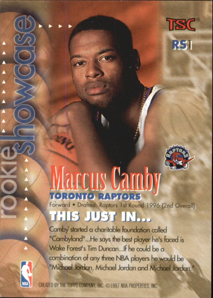 1996-97 Stadium Club Rookie Showcase #RS1 Marcus Camby back image