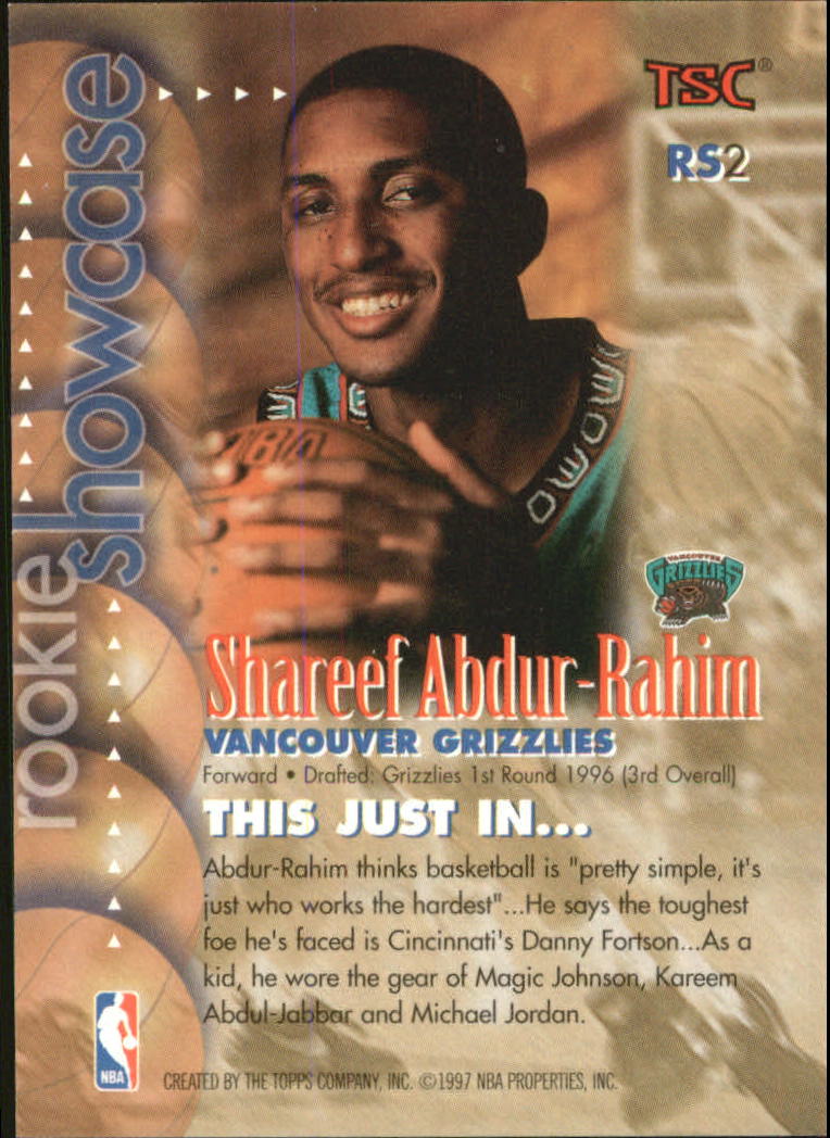 1996-97 Stadium Club Rookie Showcase #RS2 Shareef Abdur-Rahim back image