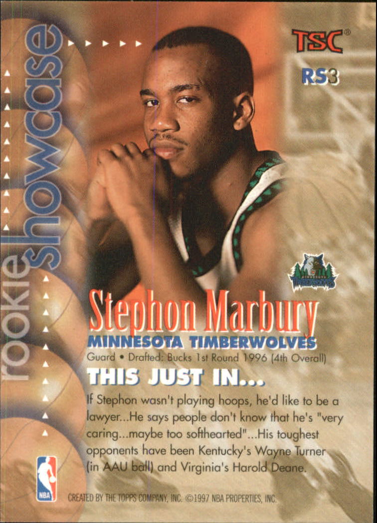 1996-97 Stadium Club Rookie Showcase #RS3 Stephon Marbury back image