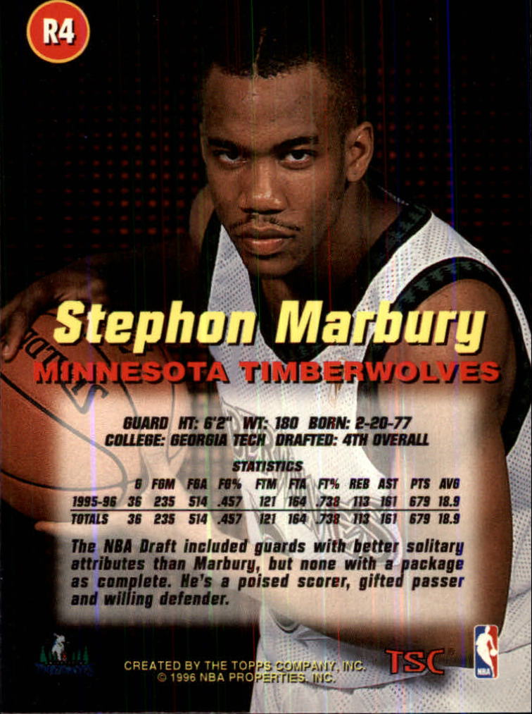1996-97 Stadium Club Rookies 1 #R4 Stephon Marbury back image