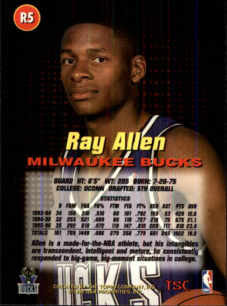 1996-97 Stadium Club Rookies 1 #R5 Ray Allen back image