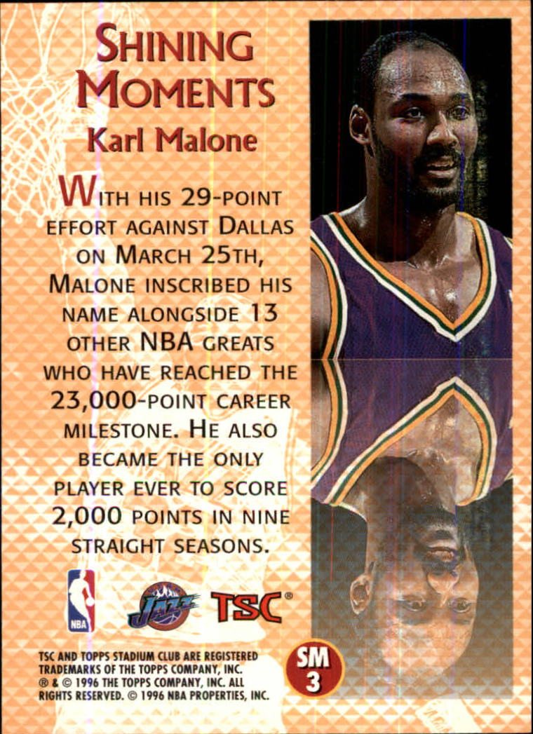 1996-97 Stadium Club Shining Moments #SM3 Karl Malone back image