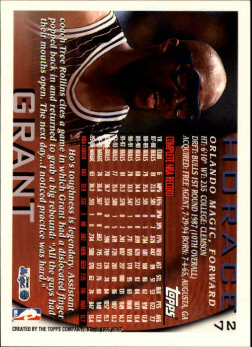 1996-97 Topps #27 Horace Grant back image