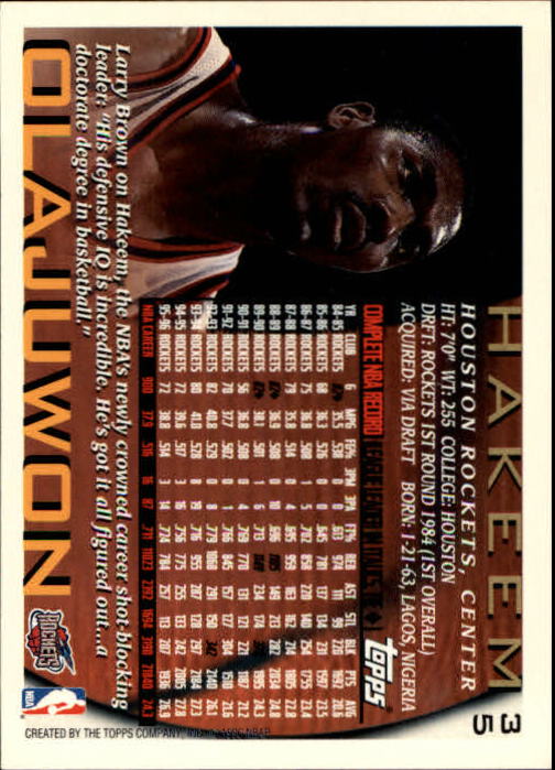 1996-97 Topps #35 Hakeem Olajuwon back image