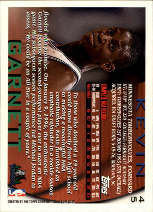 1996-97 Topps #45 Kevin Garnett back image