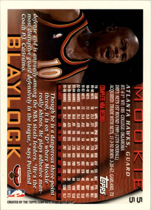 1996-97 Topps #55 Mookie Blaylock back image