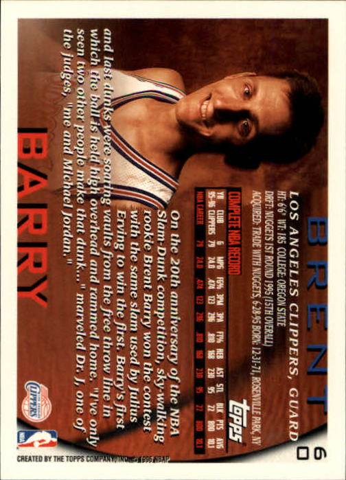 1996-97 Topps #60 Brent Barry back image