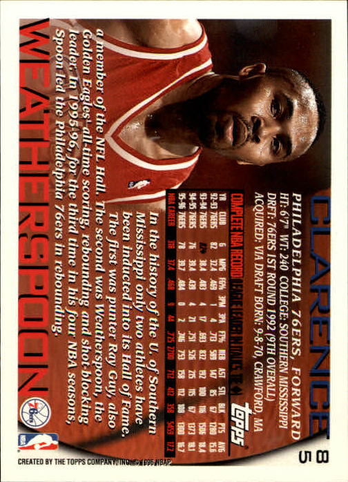 1996-97 Topps #85 Clarence Weatherspoon back image