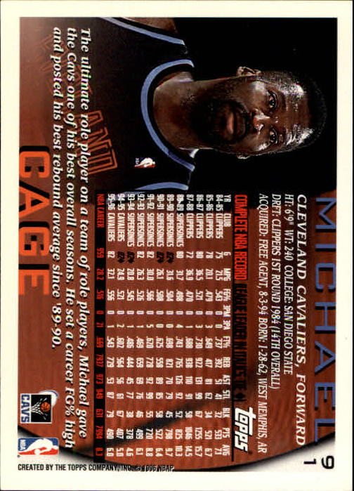 1996-97 Topps #91 Michael Cage back image