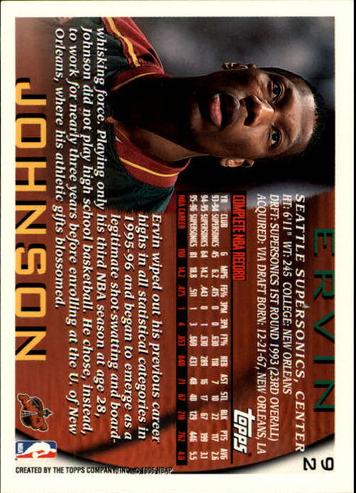 1996-97 Topps #92 Ervin Johnson back image