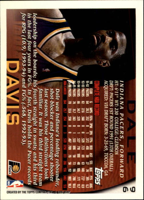 1996-97 Topps #96 Dale Davis back image