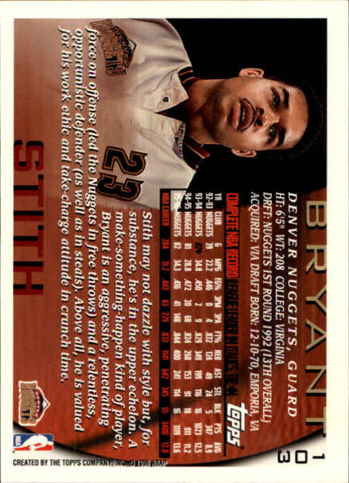 1996-97 Topps #103 Bryant Stith back image