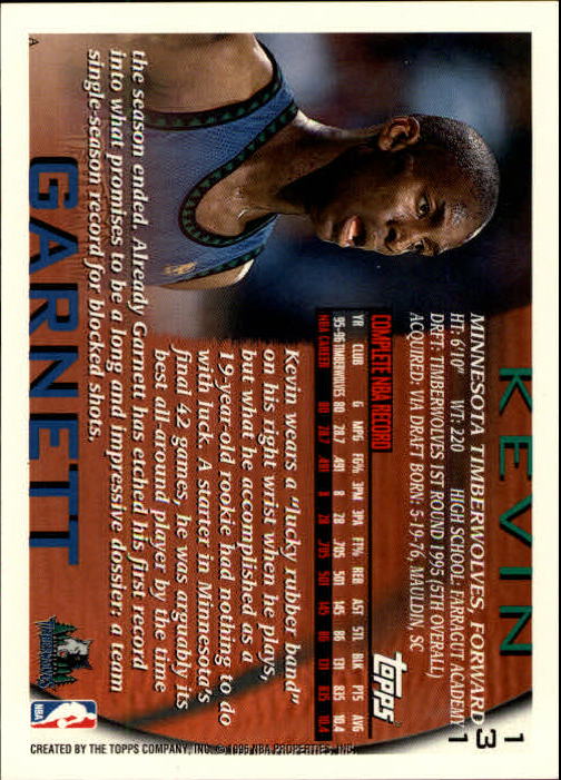 1996-97 Topps #131 Kevin Garnett back image