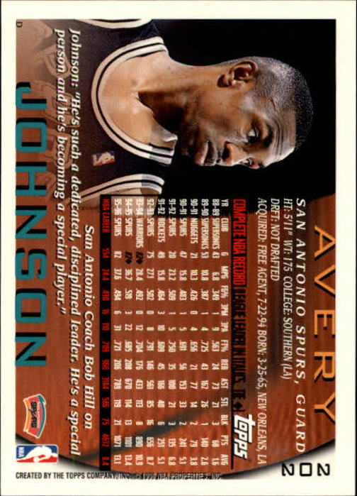 1996-97 Topps #202 Avery Johnson back image
