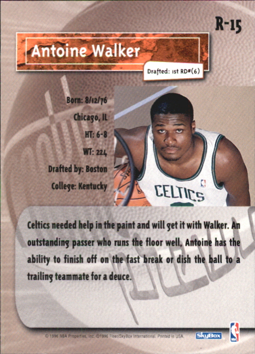 1996-97 SkyBox Premium Rookie Prevue #R15 Antoine Walker back image