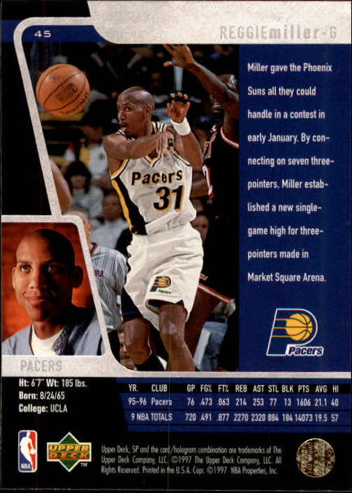 1996-97 SP #45 Reggie Miller - NM