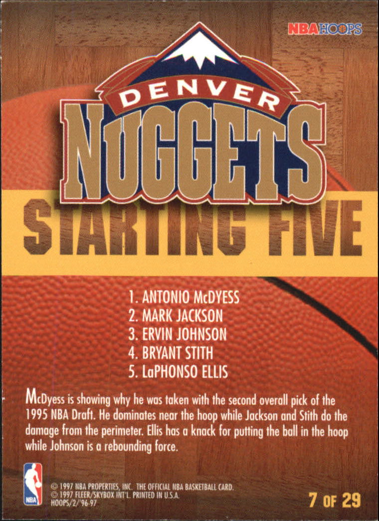 1996-97 Hoops Starting Five #1 Mookie Blaylock/Christian Laettner/Dikembe  Mutombo/Ken Norman/Steve Smith/Atlanta Hawks - NM-MT