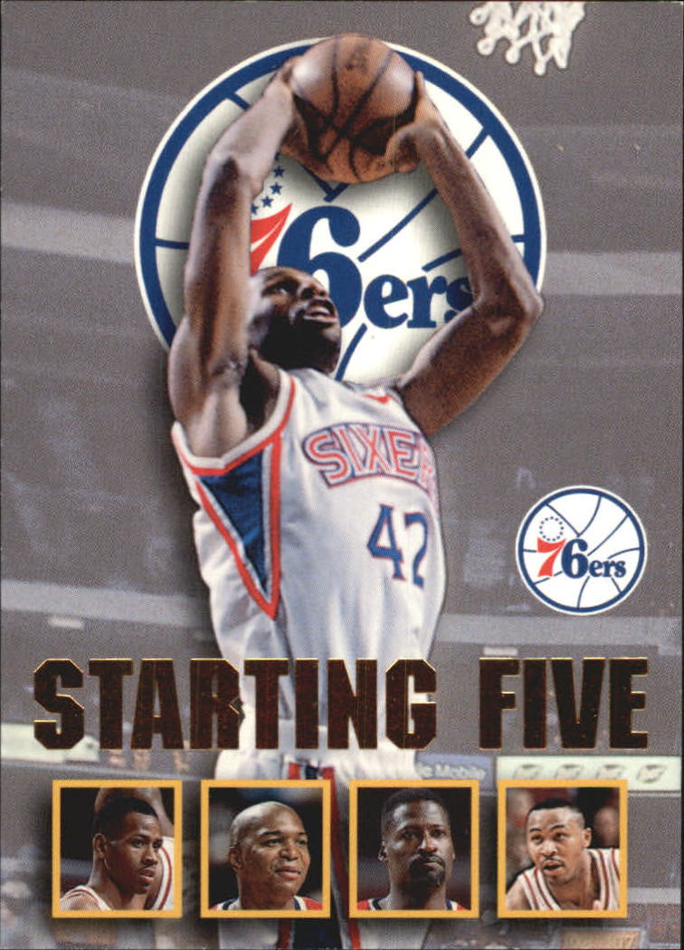 1996-97 Hoops Starting Five #20 Michael Cage/Derrick Coleman/Allen Iverson/Jerry Stackhouse/Clarence Weatherspoon/Philadelphia 76'ers