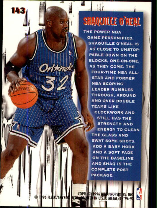 1996-97 Metal #143 Shaquille O'Neal MS back image