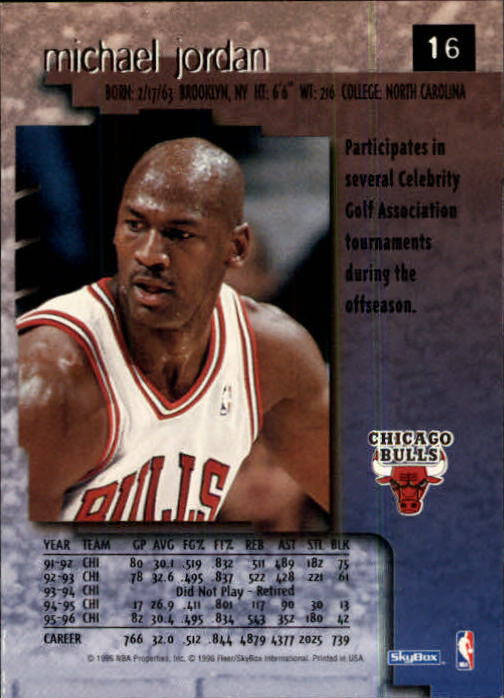 1996-97 SkyBox Premium #16 Michael Jordan back image