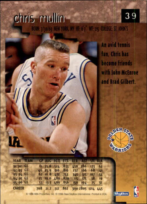 1996-97 SkyBox Premium #39 Chris Mullin back image