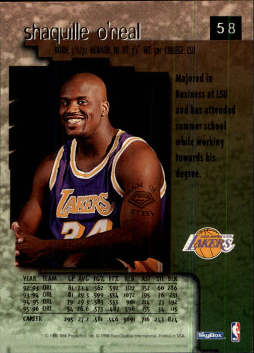 1996-97 SkyBox Premium #58 Shaquille O'Neal - NM-MT