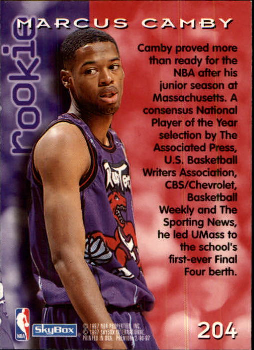 1996-97 SkyBox Premium #204 Marcus Camby ROO back image