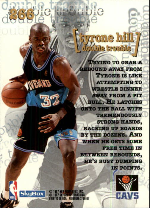 1996-97 SkyBox Premium #266 Tyrone Hill DT back image