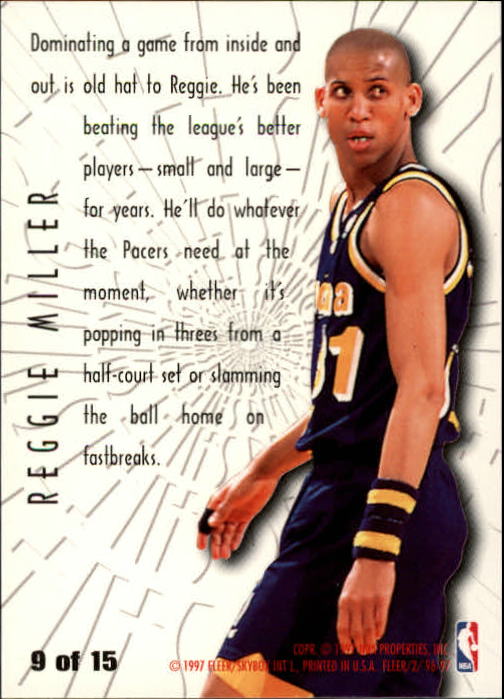 1996-97 Fleer Swing Shift #9 Reggie Miller back image