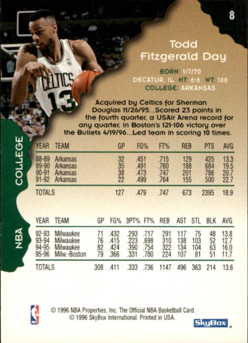 1996-97 Hoops #8 Todd Day back image