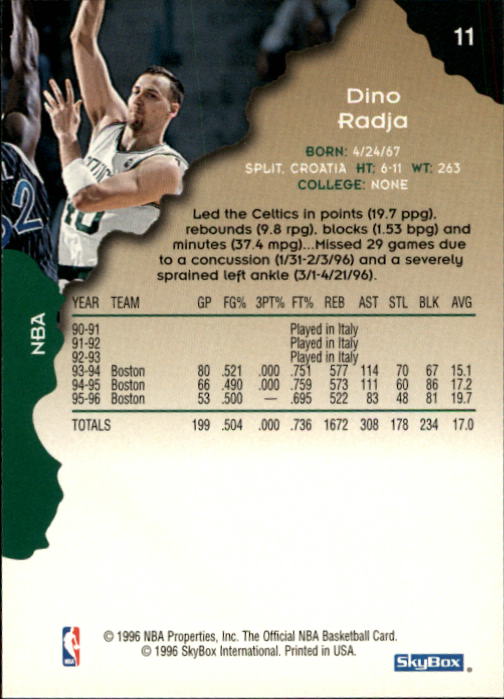 1996-97 Hoops #11 Dino Radja back image