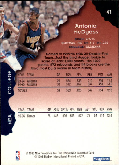 1996-97 Hoops #41 Antonio McDyess back image