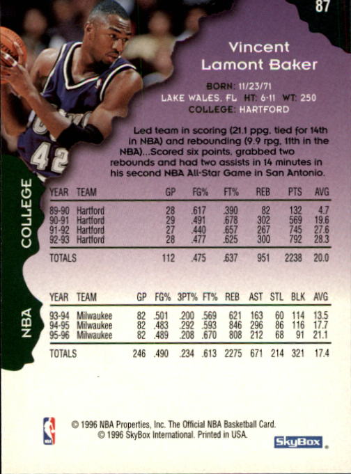 1996/1997 Hoops Basketball "Main Set" Base Cards #1 to #200 - Picture 165 of 386