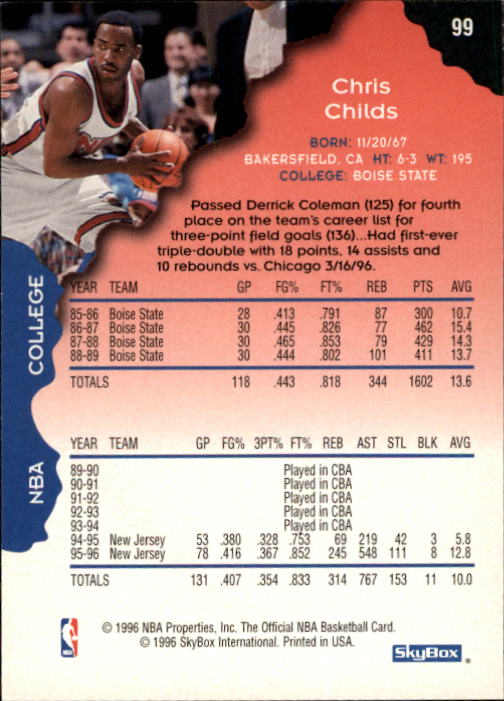1996-97 Hoops #99 Chris Childs back image