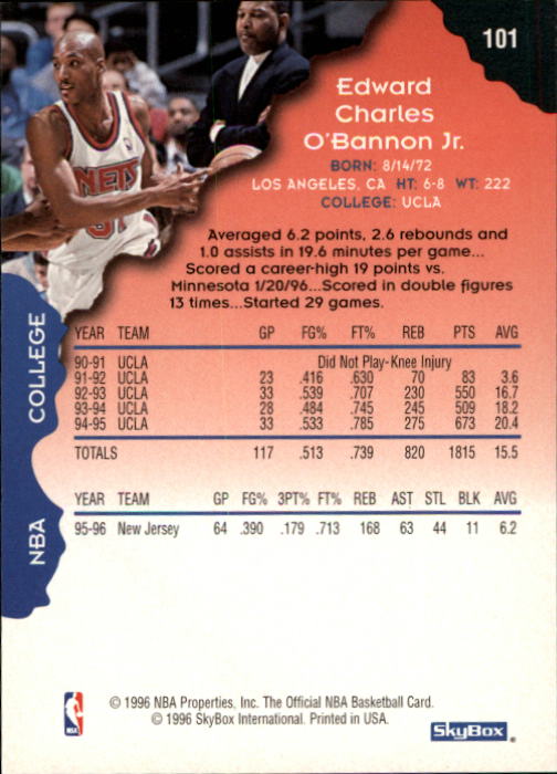 1996-97 Hoops #101 Ed O'Bannon back image